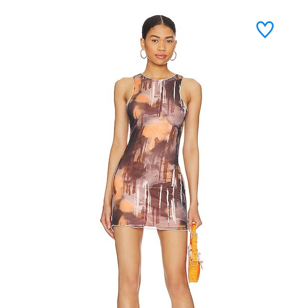 Superdown Abstract Brown and Tan Mini Dress
